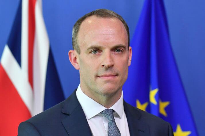 Britain's Secretary of State for Exiting the European Union (Brexit Minister) Dominic Raab is pictured during a joint press conference with EU's chief Brexit negotiator at the European Commission in Brussels on July 19, 2018. - Britain's new Brexit negotiator Dominic Raab said on July 19 he planned on "intensifying" the withdrawal negotiations as he met his EU counterpart for the first time. (Photo by JOHN THYS / POOL / AFP) (Photo credit should read JOHN THYS/AFP/Getty Images)