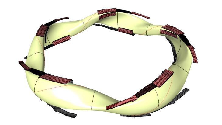 Zobrazení magnetického pole a plazmatu ve stellaratoru Wendelstein 7-X i umístění nových divertorů (zdroj IPP)